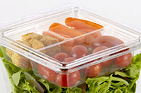 5.22 x 5.22 x 1.00 Inch (in) Size Square Polyethylene Terephthalate (PETE) Food Packaging Container (T21419-1)